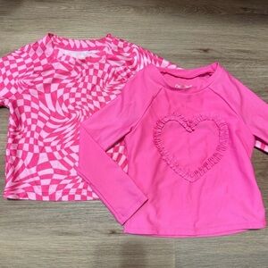 Cat & Jack Wonder Nation Girls 4T Rash Guard Set Pink Checkered + Heart Top NWOT